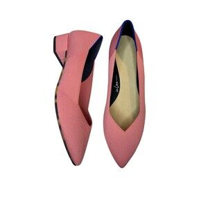 Rothys The High Point Flats in Tulip Pink Sz 11 Low Block Heel Comfort Knit NWOT